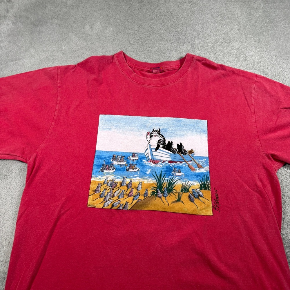 Vintage Crazy Shirts B. Kliban T-Shirt Mens XL Red Cat Mice Graphic Short Sleeve